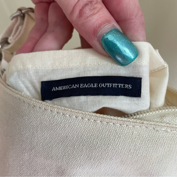 AMERICAN Eagle Crochet Fringe Beaded Boho Mini Crossbody Purse, Cream - Picture 9 of 14